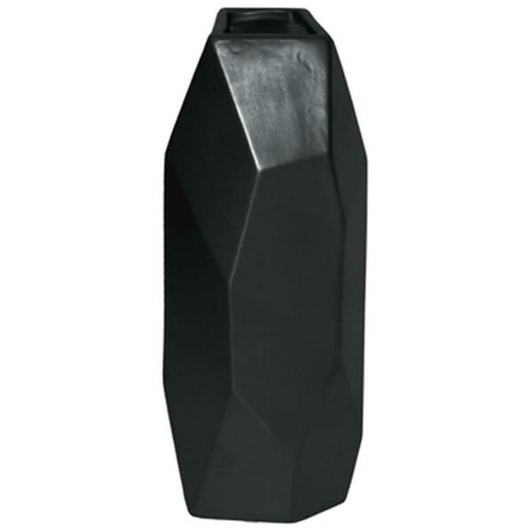 Urban Trends Collection Ceramic Tall Irregular Vase with Patterned Design Body, Matte Finish - Black 45919